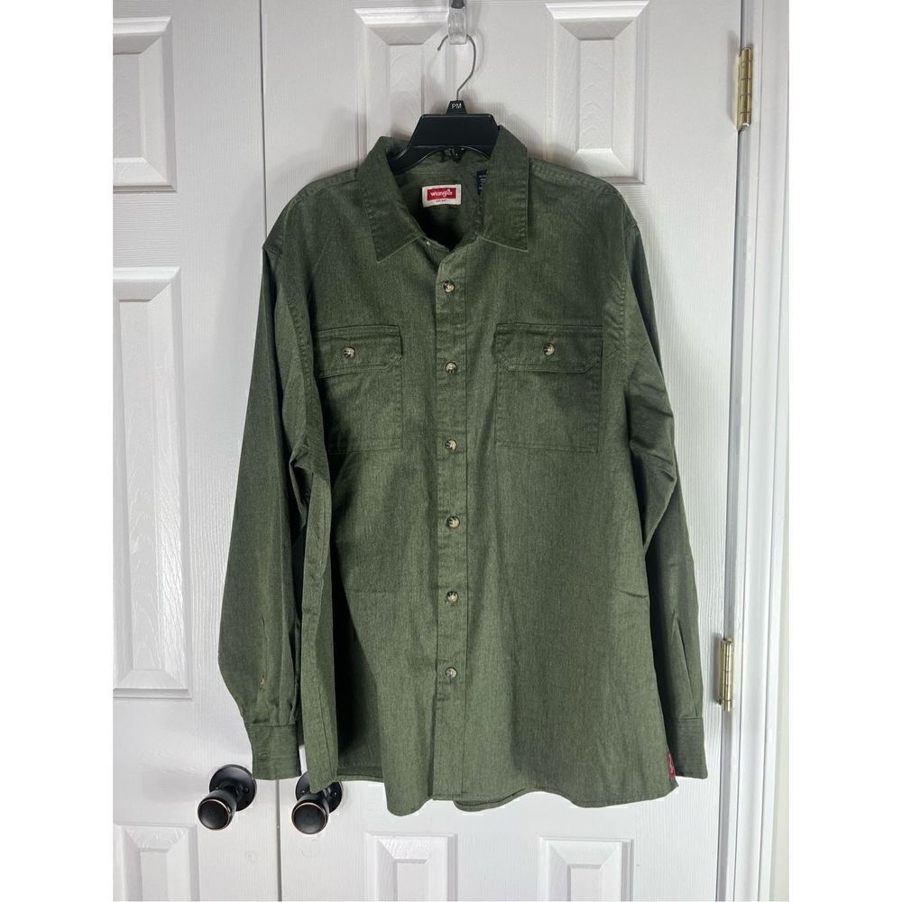 Wrangler Mens Green Button Up Shirt Size XL